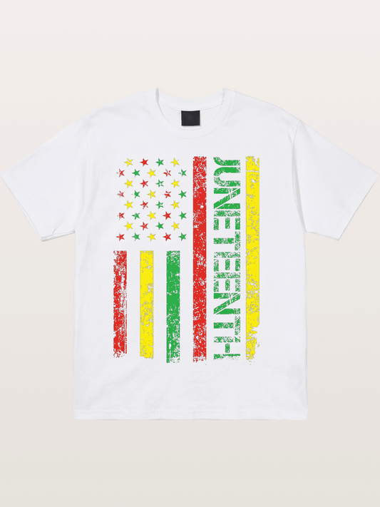 Juneteenth Stars and Stripes Design Cotton T-shirt