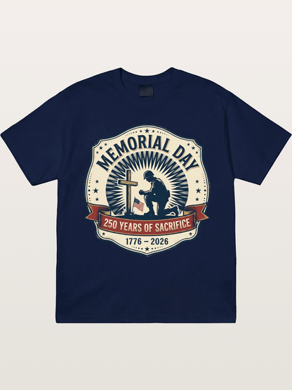 Memorial Day Vintage Sacrifice Badge Gildan T-shirt