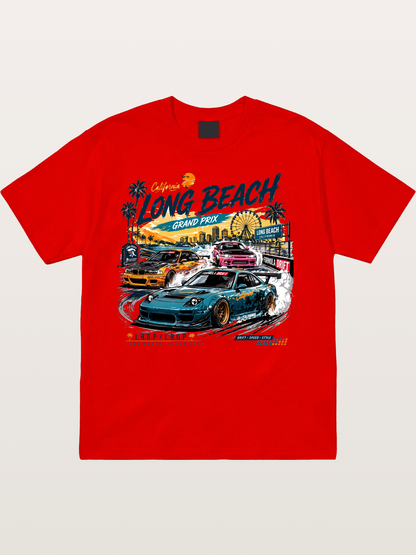 Long Beach Drift Racing Art Cotton T-shirt