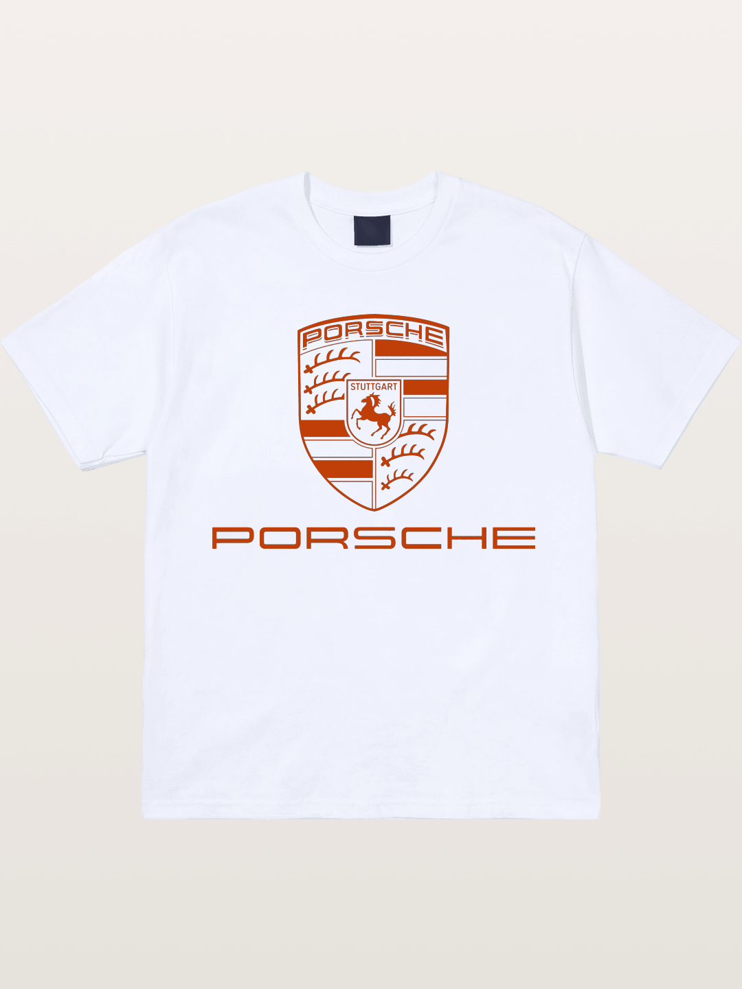 Porsche Crest Orange White Logo Gildan T-shirt