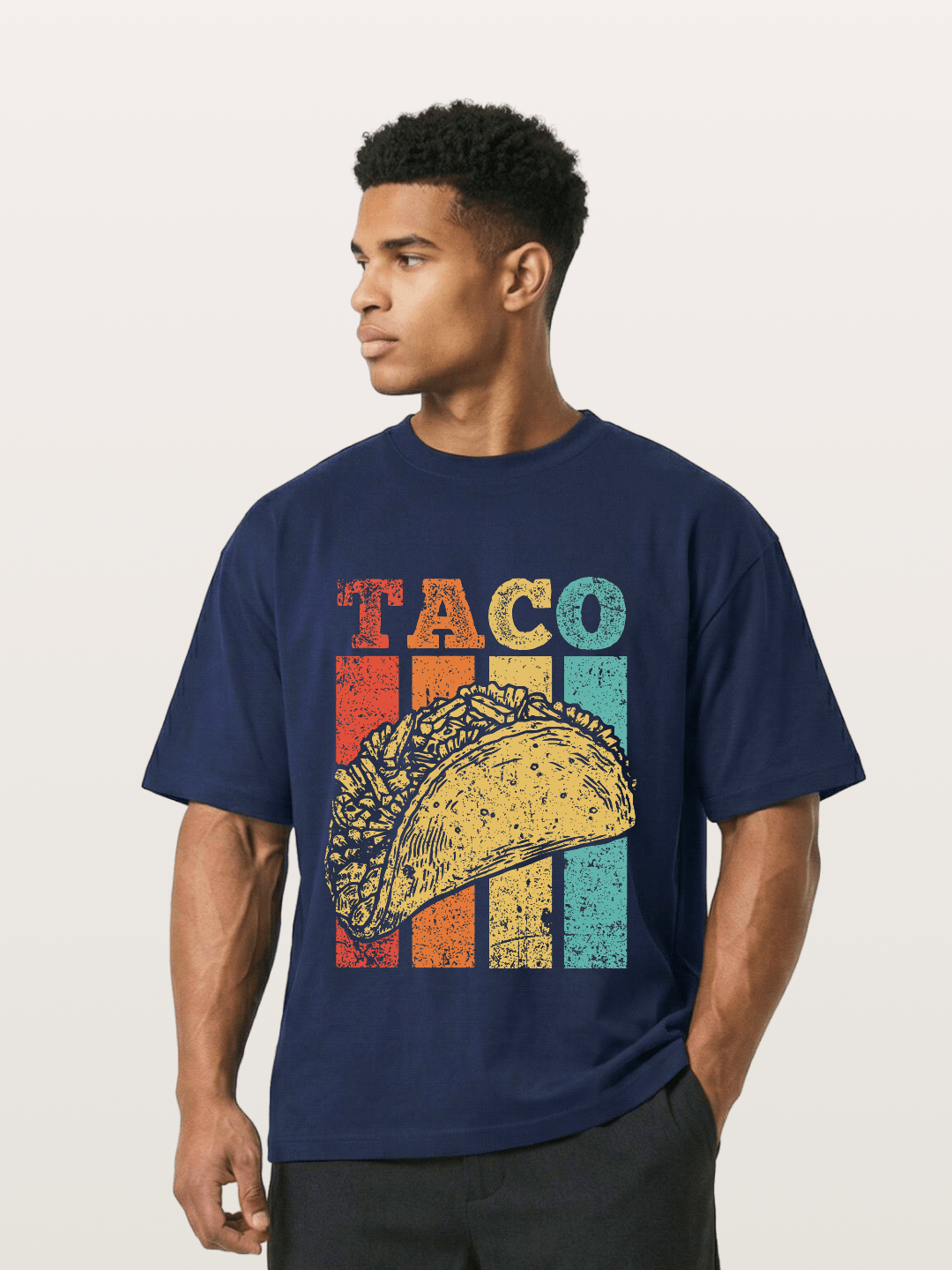 Vintage Taco Retro Stripes Food Gildan T-shirt