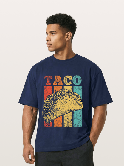 Vintage Taco Retro Stripes Food Gildan T-shirt