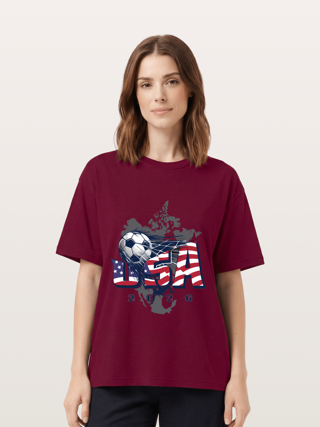 American Flag Soccer Map 2026 Gildan T-shirt
