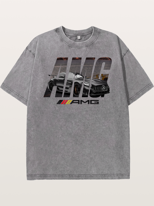 AMG Lettermark Car Print Washed T-shirt