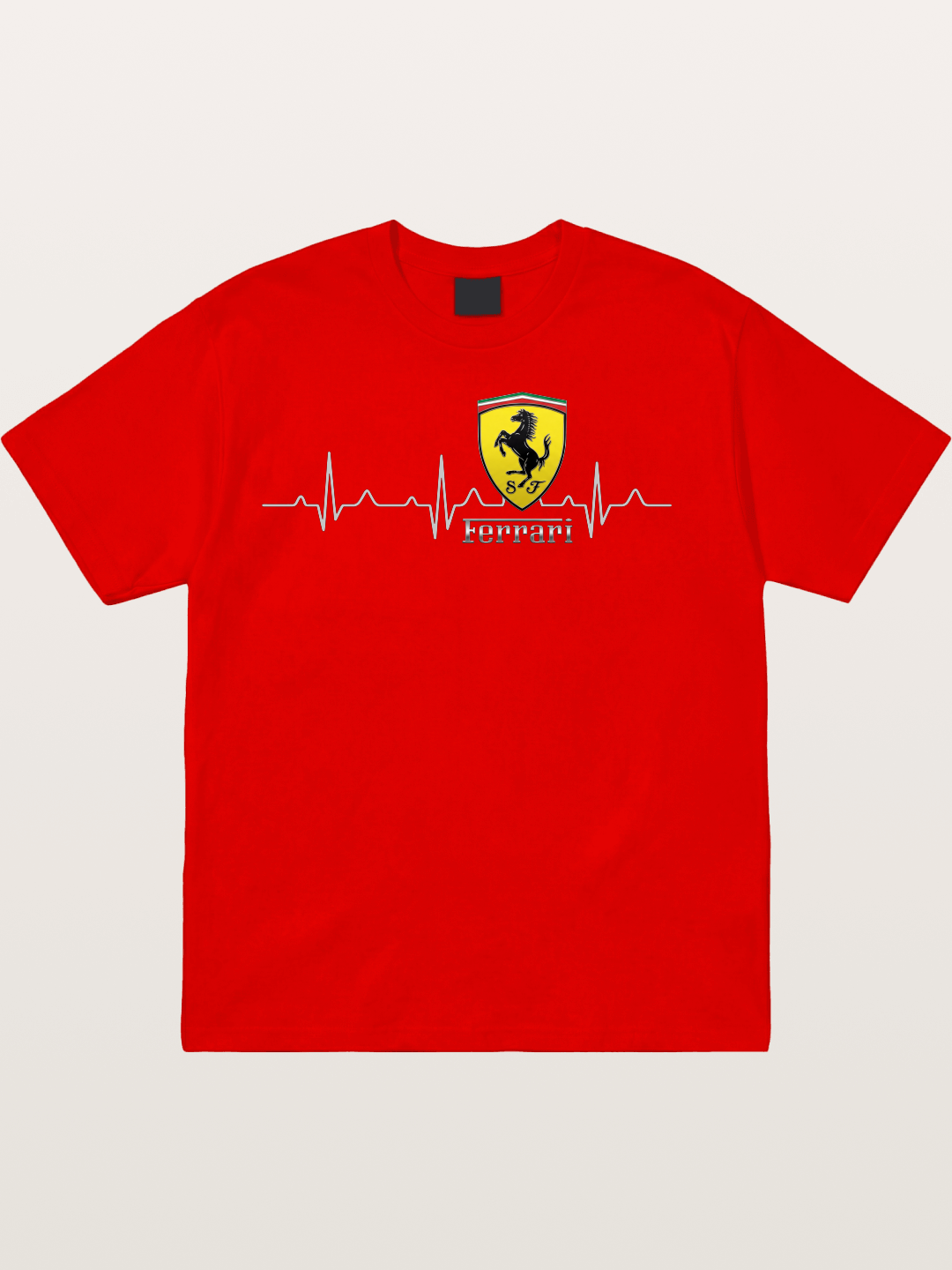 Ferrari Heartbeat ECG Line Design Cotton T-shirt