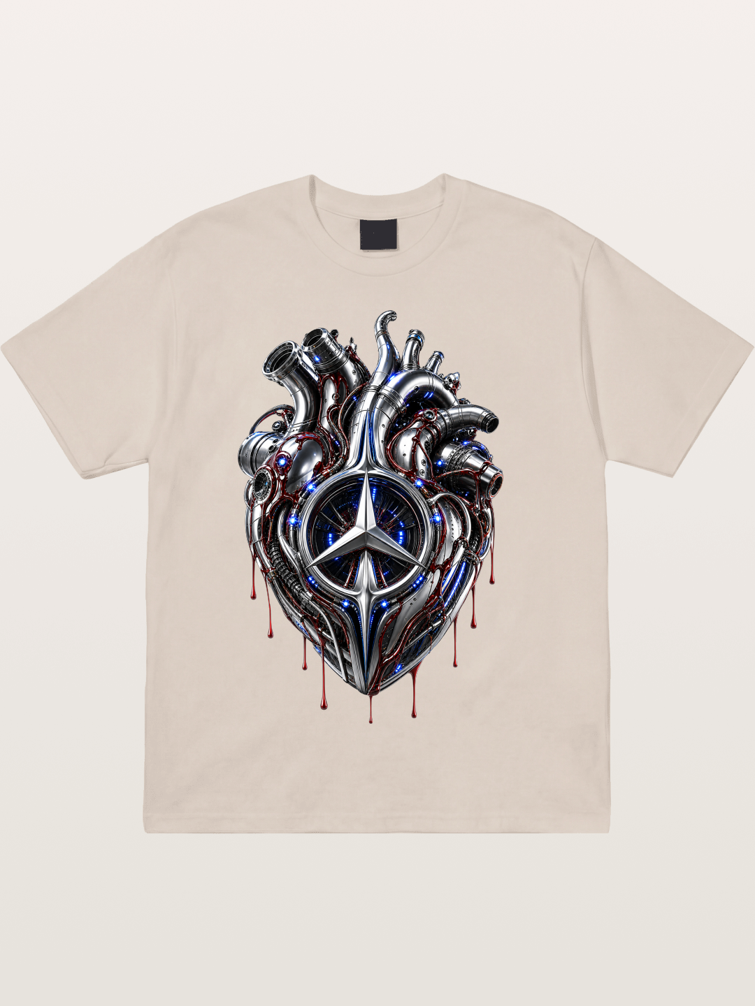 Mercedes Cyborg Heart Print Cotton T-shirt