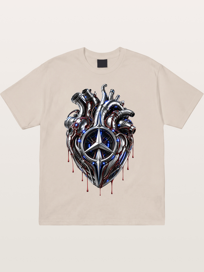 Mercedes Cyborg Heart Print Cotton T-shirt