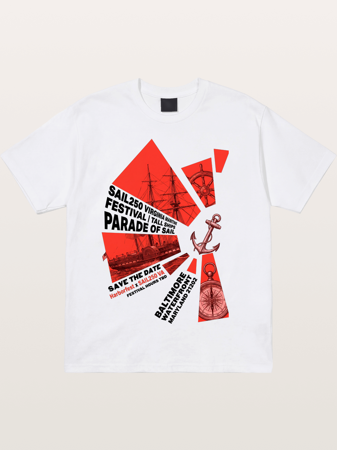 Pink Red Geometric Sail Poster Cotton T-shirt