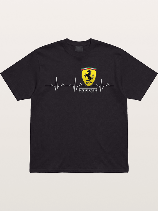 Ferrari Heartbeat ECG Line Design Gildan T-shirt