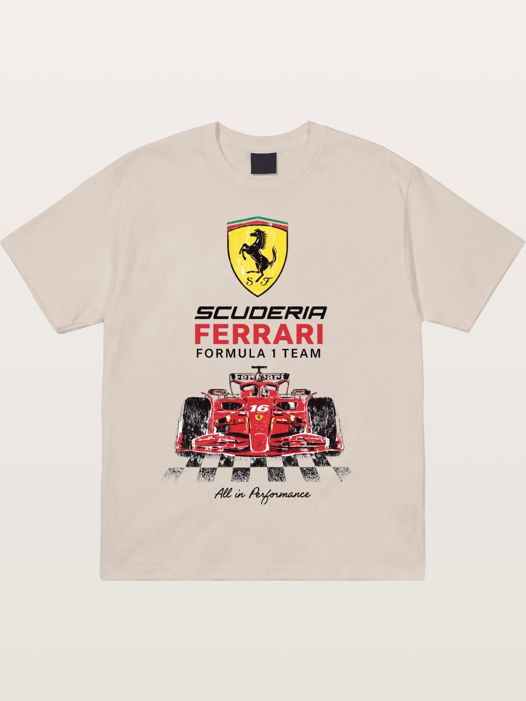 Ferrari F1 Team Racing Poster Cotton T-shirt