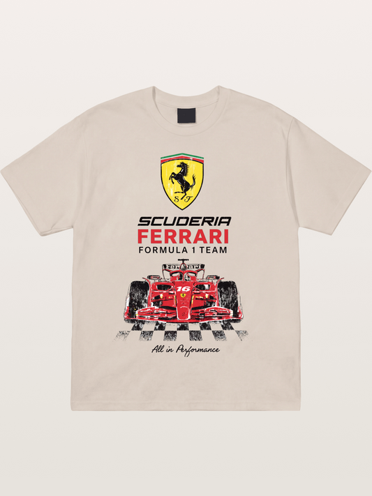Ferrari F1 Team Racing Poster Cotton T-shirt