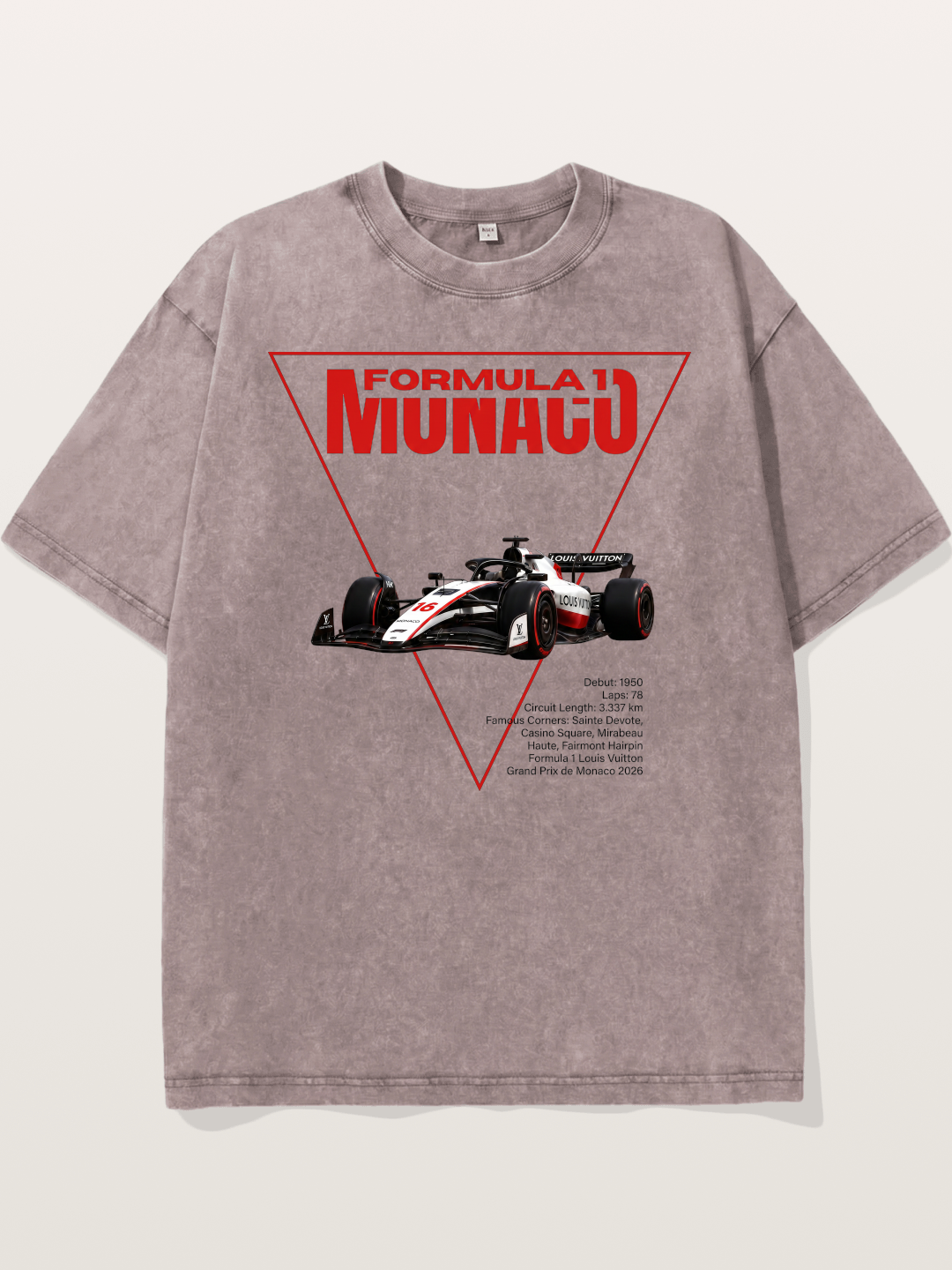 Red Triangle F1 Monaco Artwork Washed T-shirt