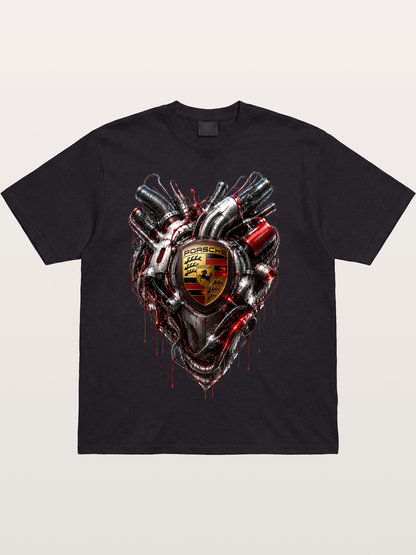 Porsche Mechanical Heart Art Cotton T-shirt