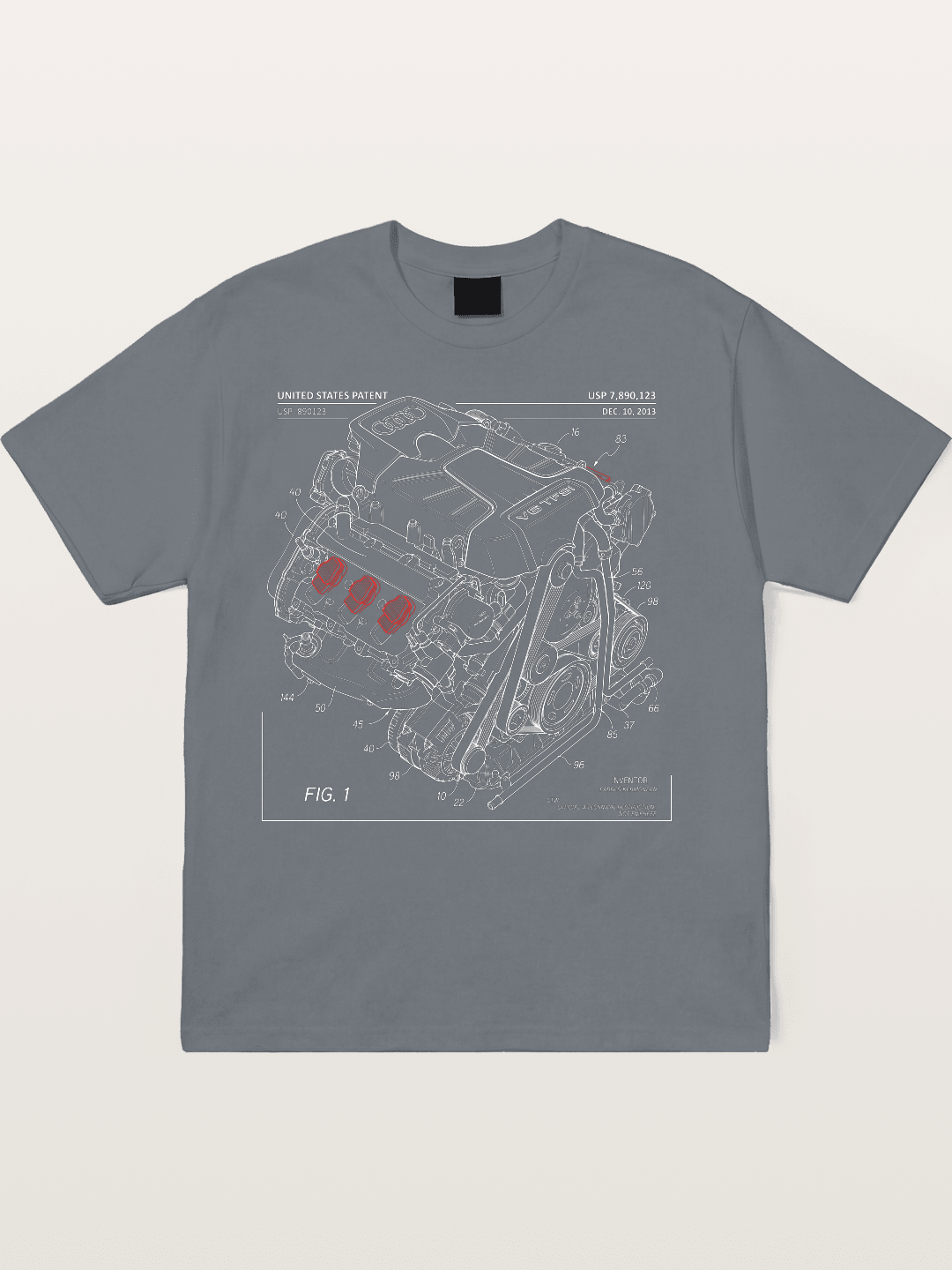 V6 TFSI Audi Powertrain Patent Drawing Cotton T-shirt