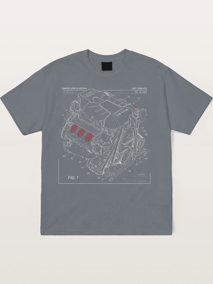 V6 TFSI Audi Powertrain Patent Drawing Cotton T-shirt