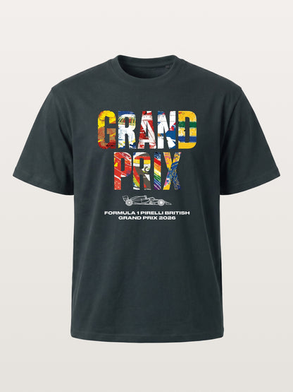2026 British Grand Prix Multi-Flag Typography Gildan T-shirt