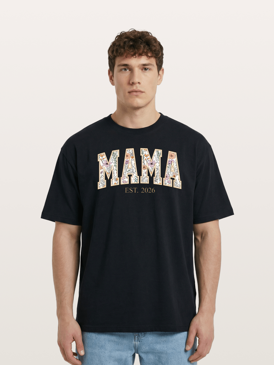 Floral Mama Est 2026 Design Cotton T-shirt