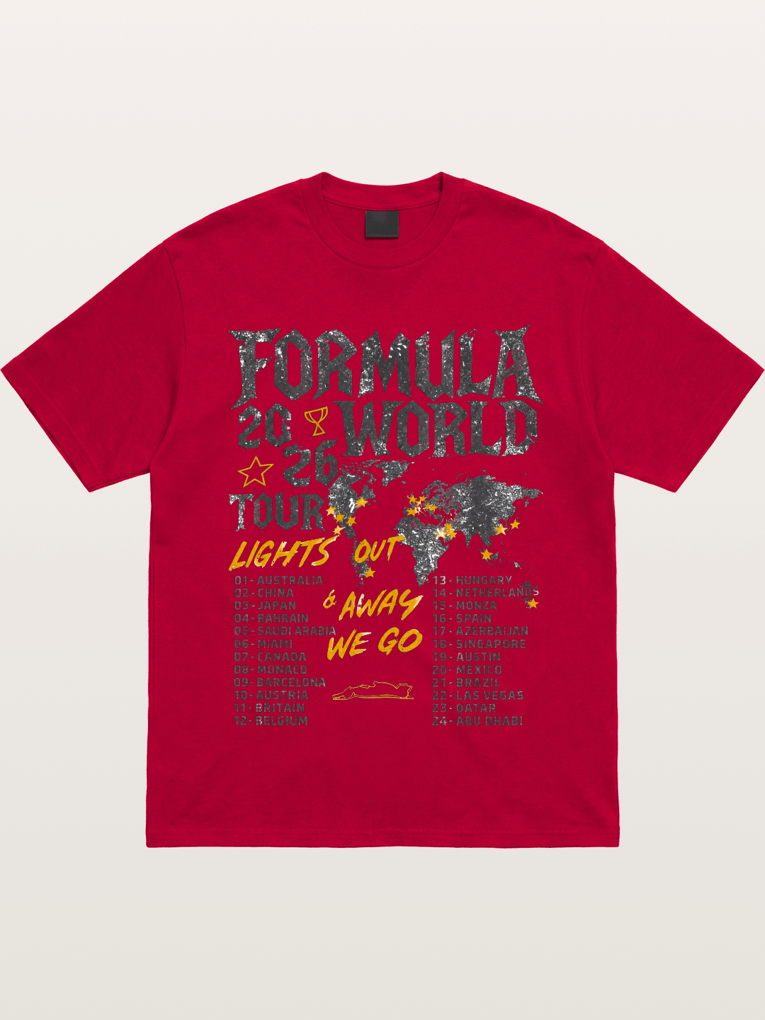 2026 F1 World Tour Poster Gildan T-shirt