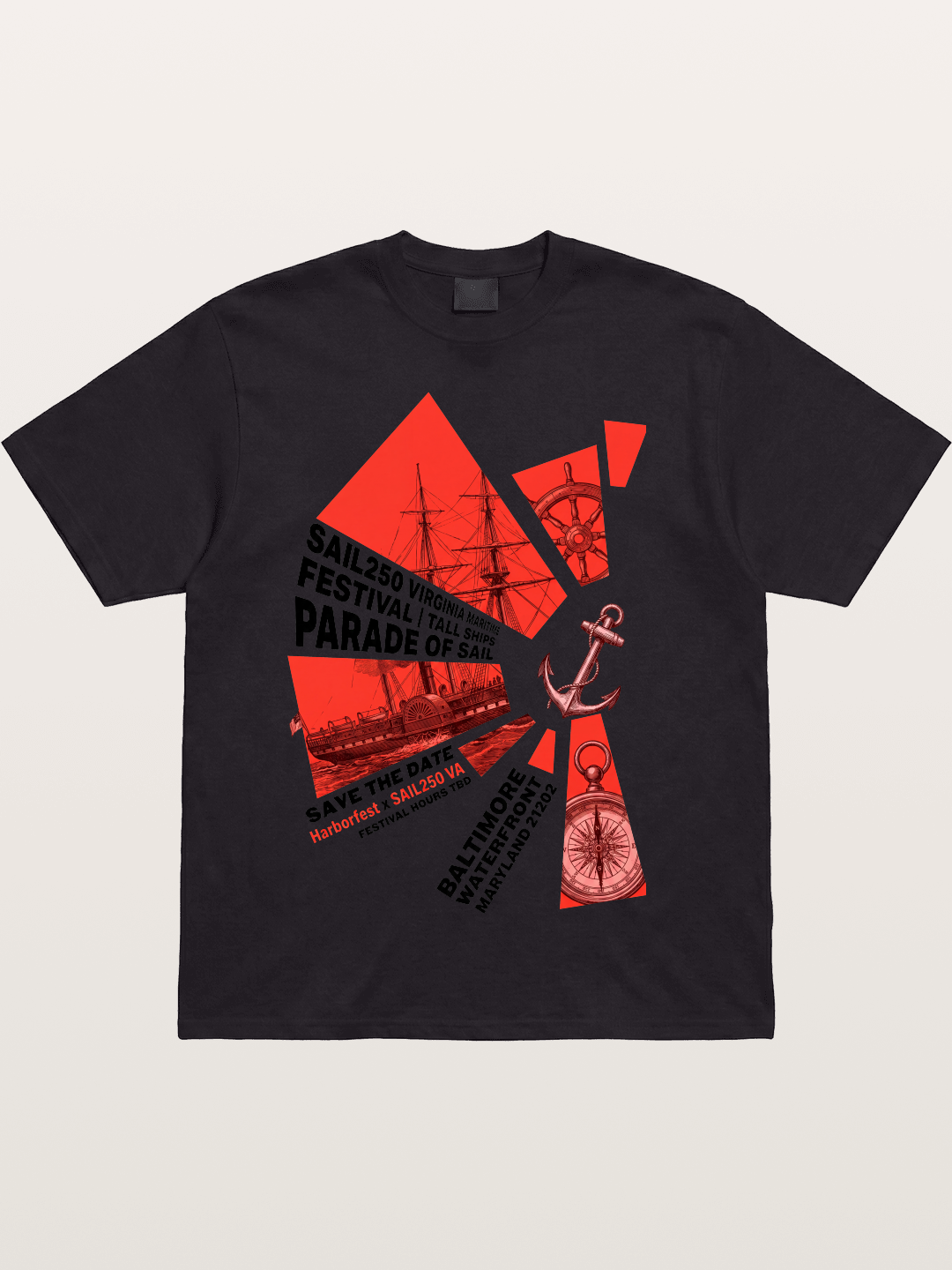 Pink Red Geometric Sail Poster Cotton T-shirt