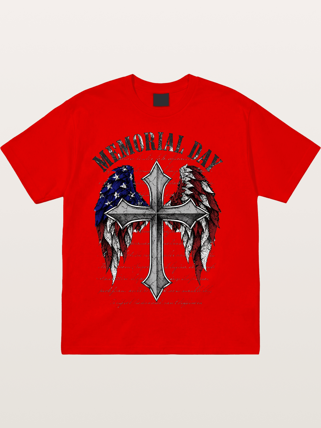 Memorial Day Cross Wings Art Cotton T-shirt
