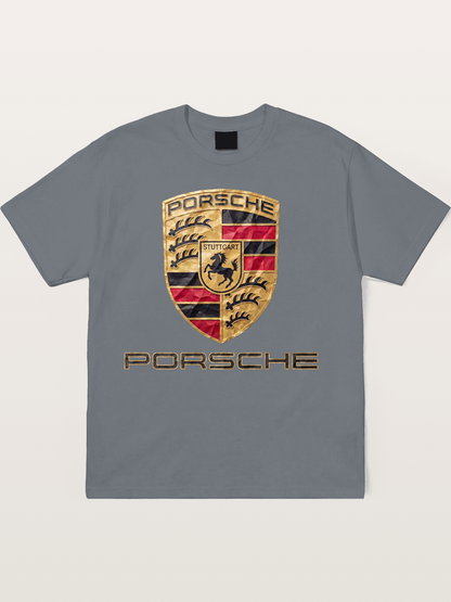 Porsche Crumpled Paper Logo Cotton T-shirt