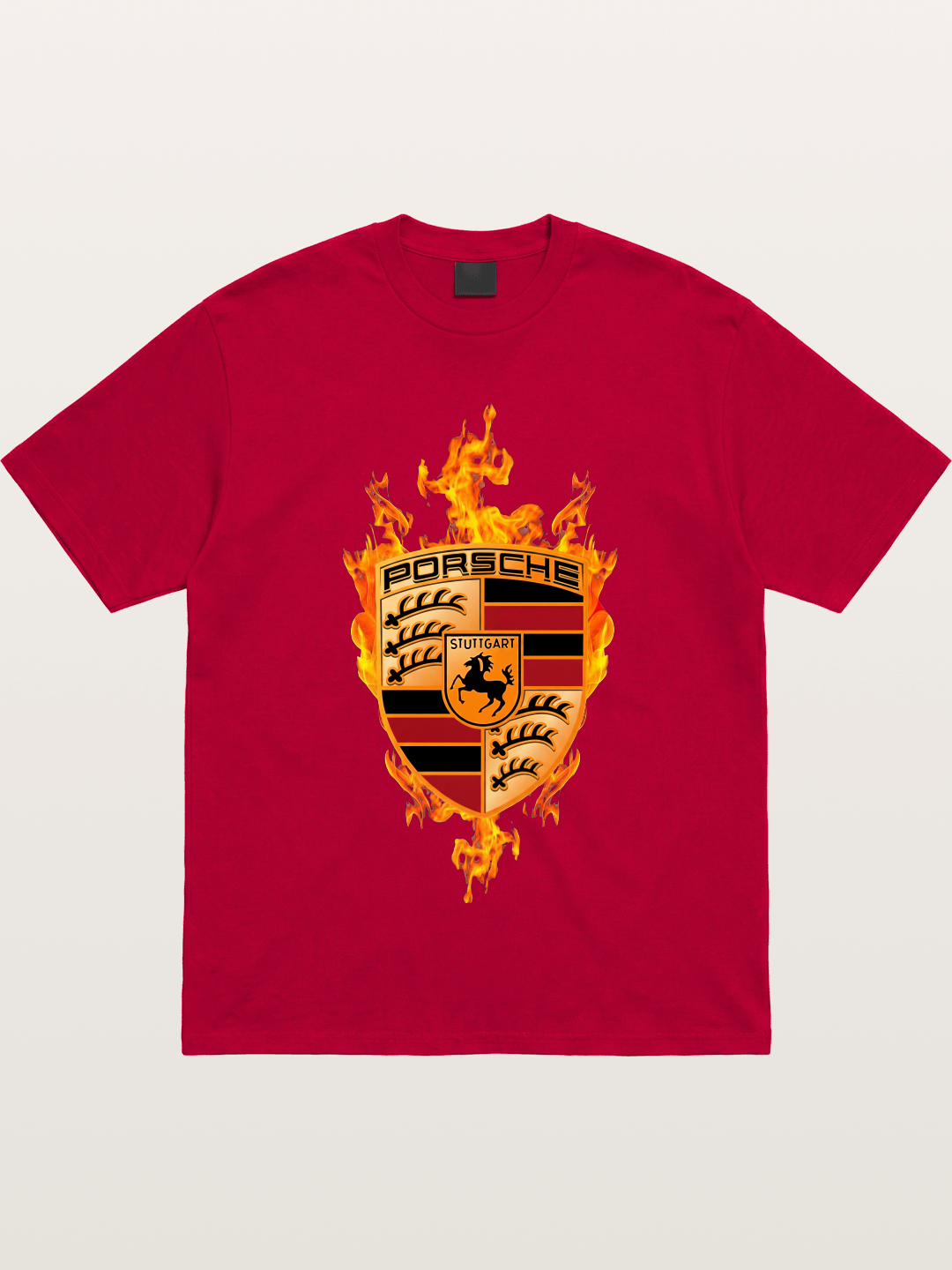 Porsche Crest Fire Flame Design Gildan T-shirt