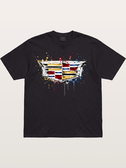 Cadillac Watercolor Logo Print Cotton T-shirt