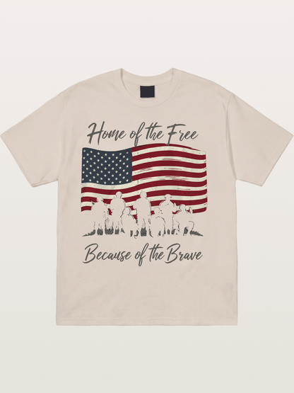 Home of the Free Because of the Brave Cotton T-shirt