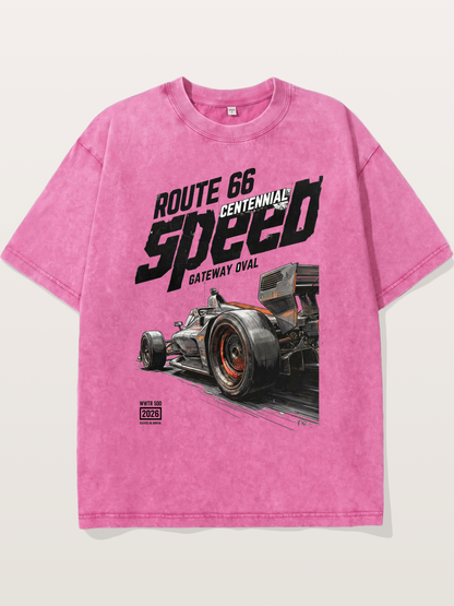 Grunge Speed IndyCar Art Washed T-shirt