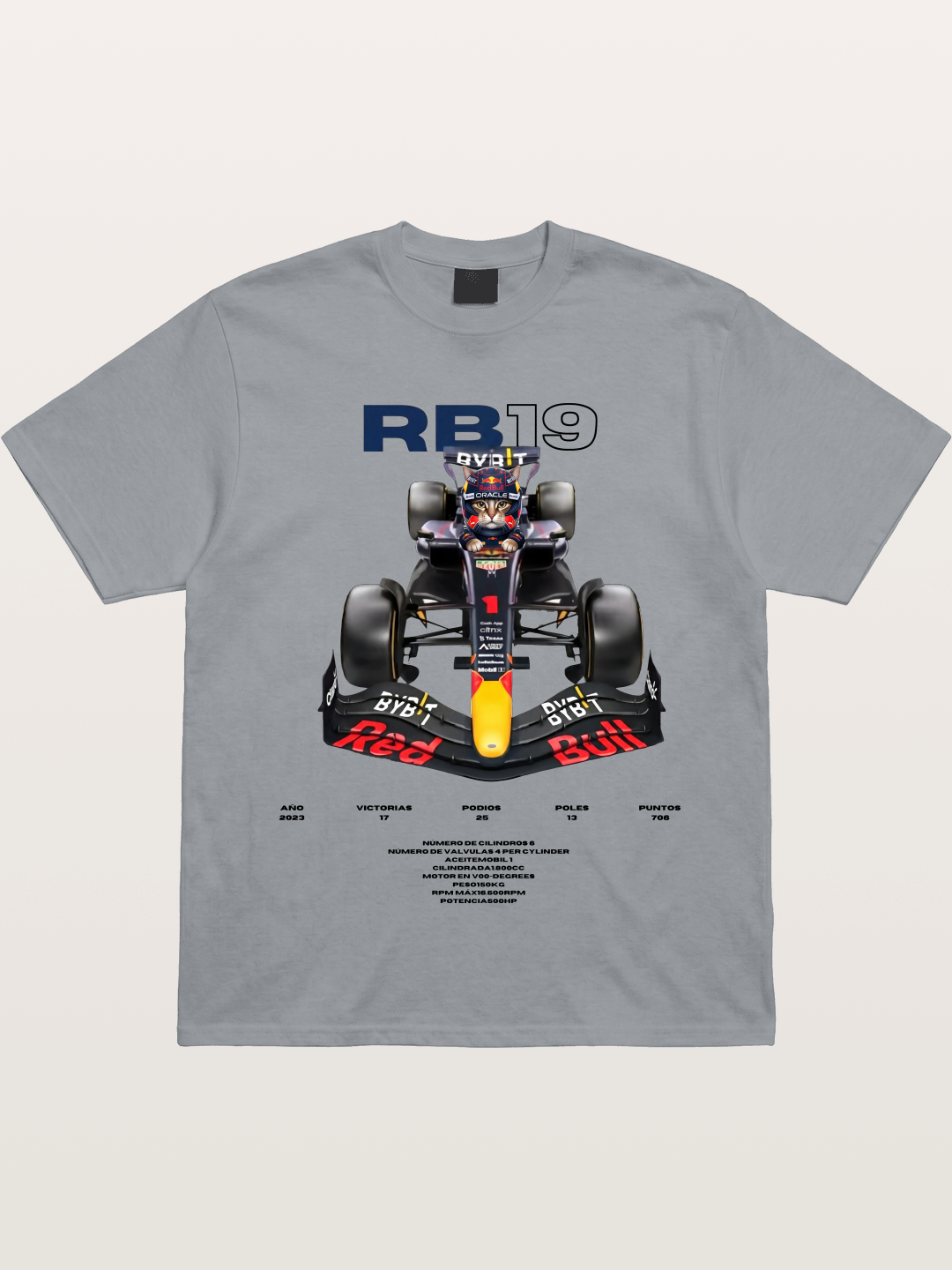 Cat Driving Red Bull F1 Gildan T-shirt
