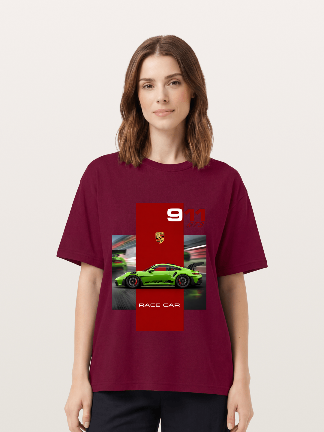 Porsche 911 GT3 Green Race Car Gildan T-shirt
