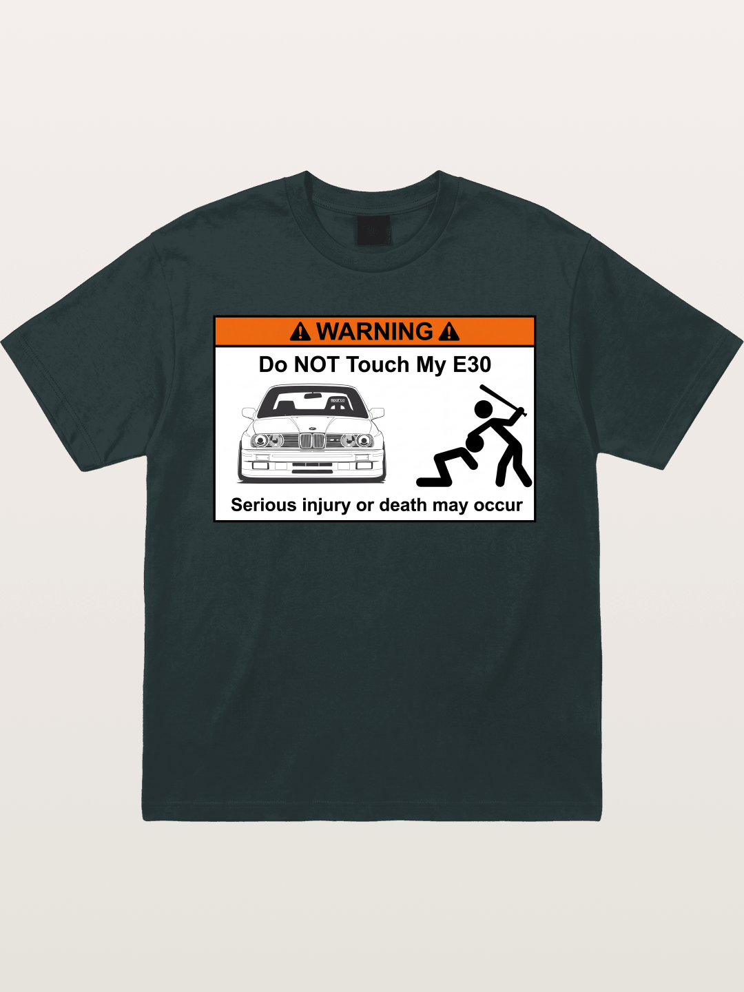 E30 Warning Sticker Print Gildan T-shirt