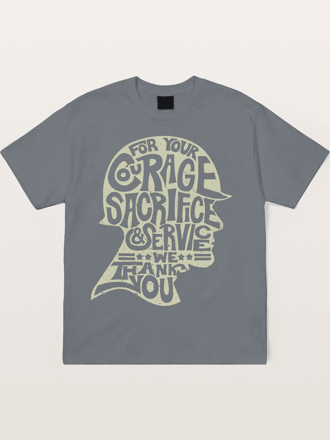 Soldier Helmet Courage Sacrifice Word Art Cotton T-shirt