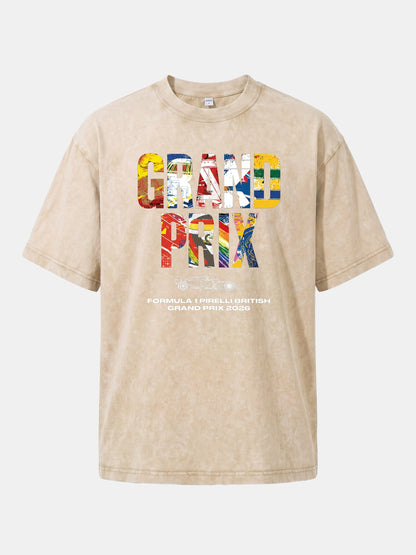 2026 British Grand Prix Multi-Flag Typography Washed T-shirt