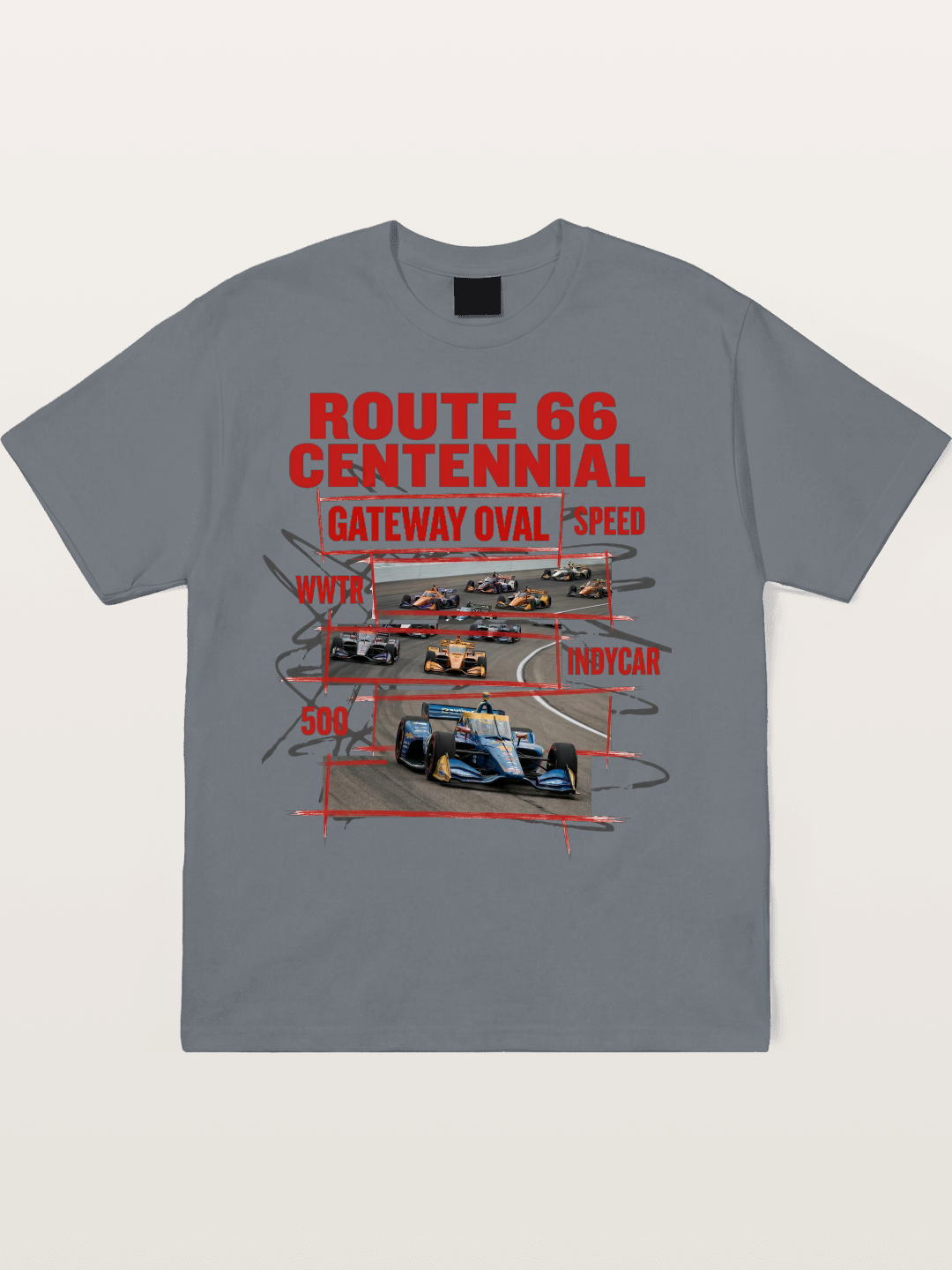 Red Sketch Route66 Race Poster Cotton T-shirt