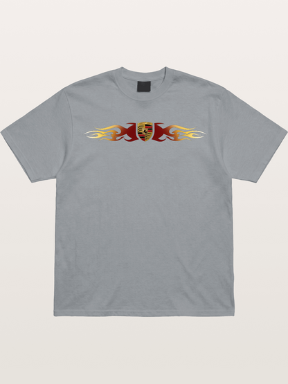 Porsche Crest Flame Stripe Gildan T-shirt