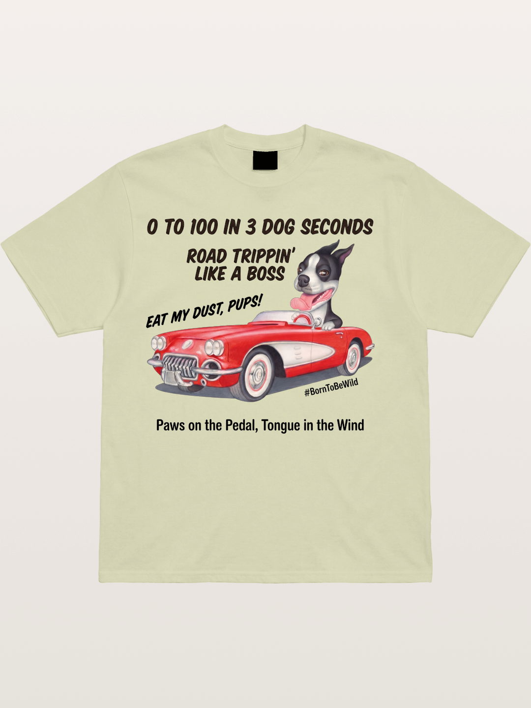 Dog Driving Corvette Road Trip Cotton T-shirt