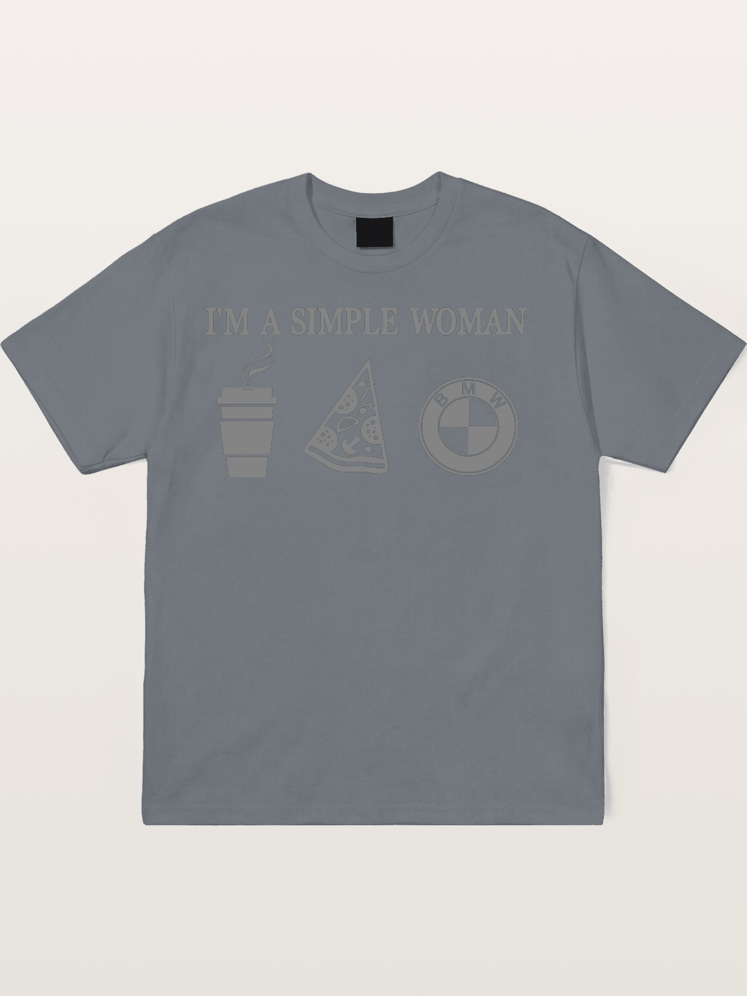 Simple Woman BMW Coffee Pizza Art Cotton T-shirt
