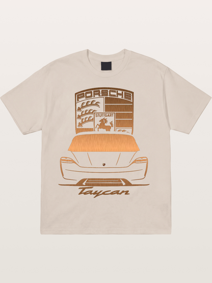 Porsche Taycan Copper Line Art Cotton T-shirt