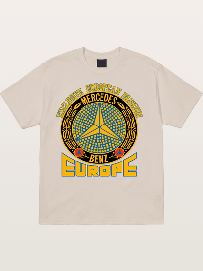 European Fashion Mercedes Print Cotton T-shirt