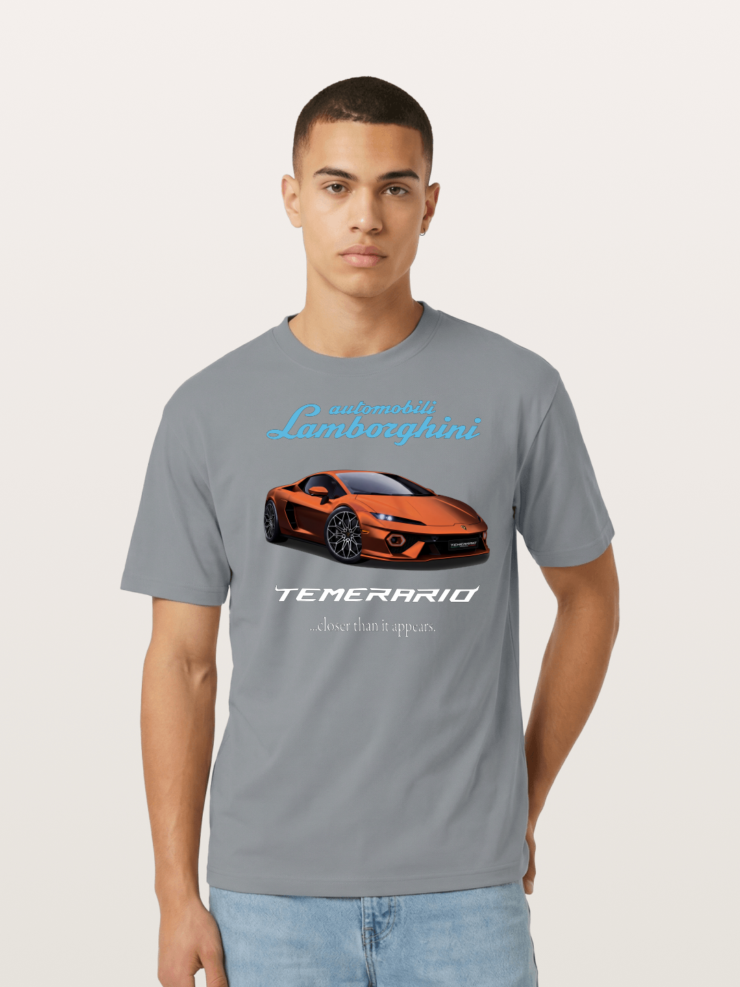 Lamborghini Temerario Orange Sports Car Cotton T-shirt
