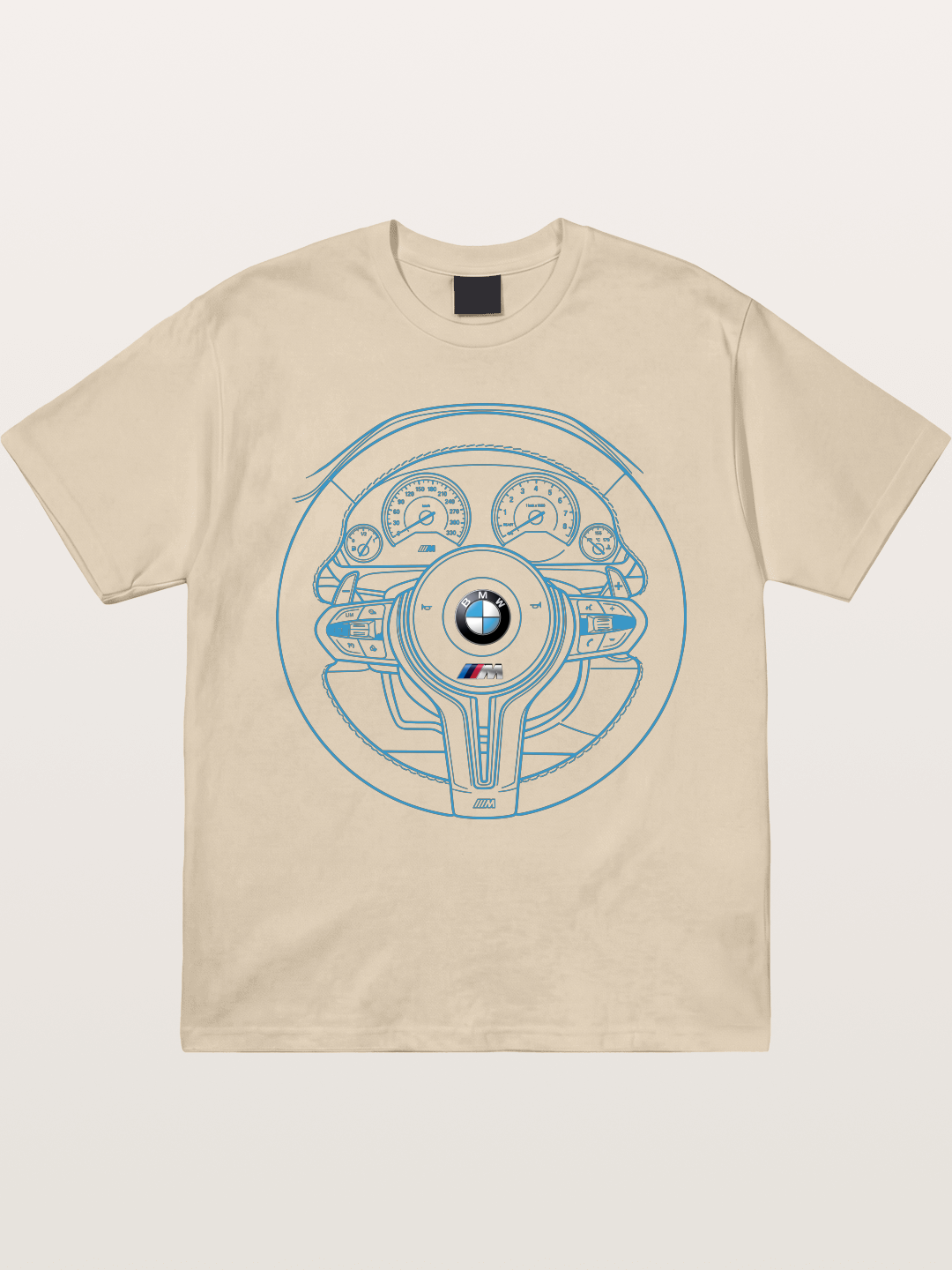 BMW M Vintage Steering Wheel Draft Gildan T-shirt