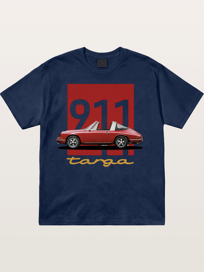 911 Targa Red Vintage Print Cotton T-shirt
