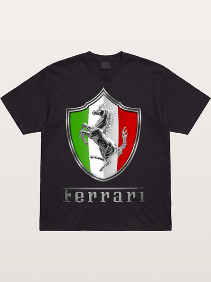 Ferrari Italian Flag Crest Cotton T-shirt