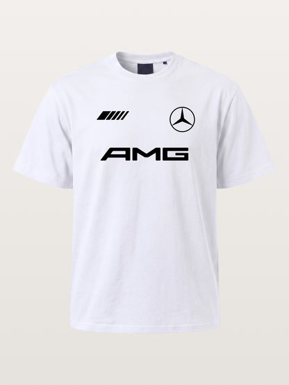 Bold Black AMG With Three Strip Mark Cotton T-shirt