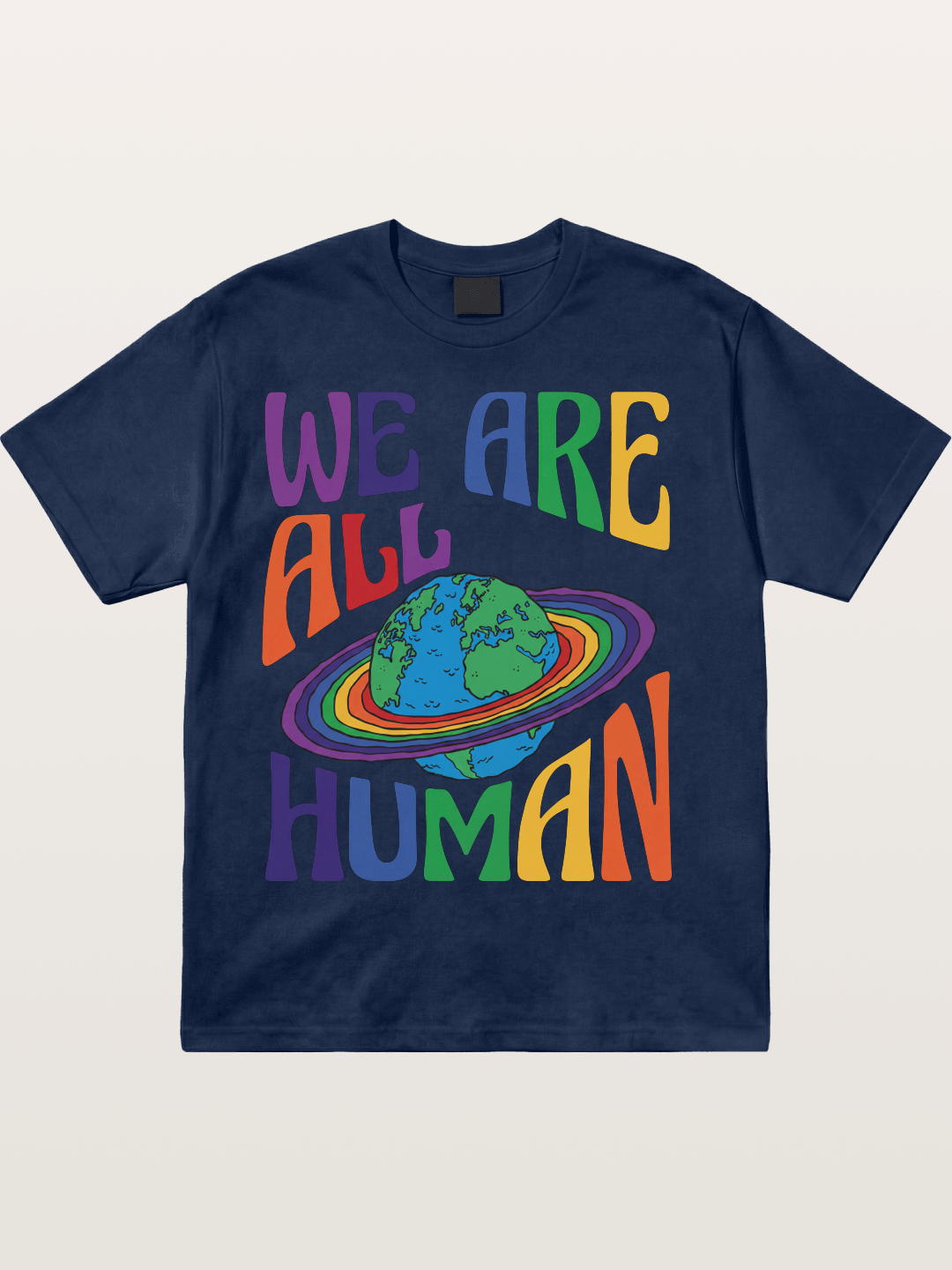 We Are All Human Rainbow Earth Design Cotton T-shirt