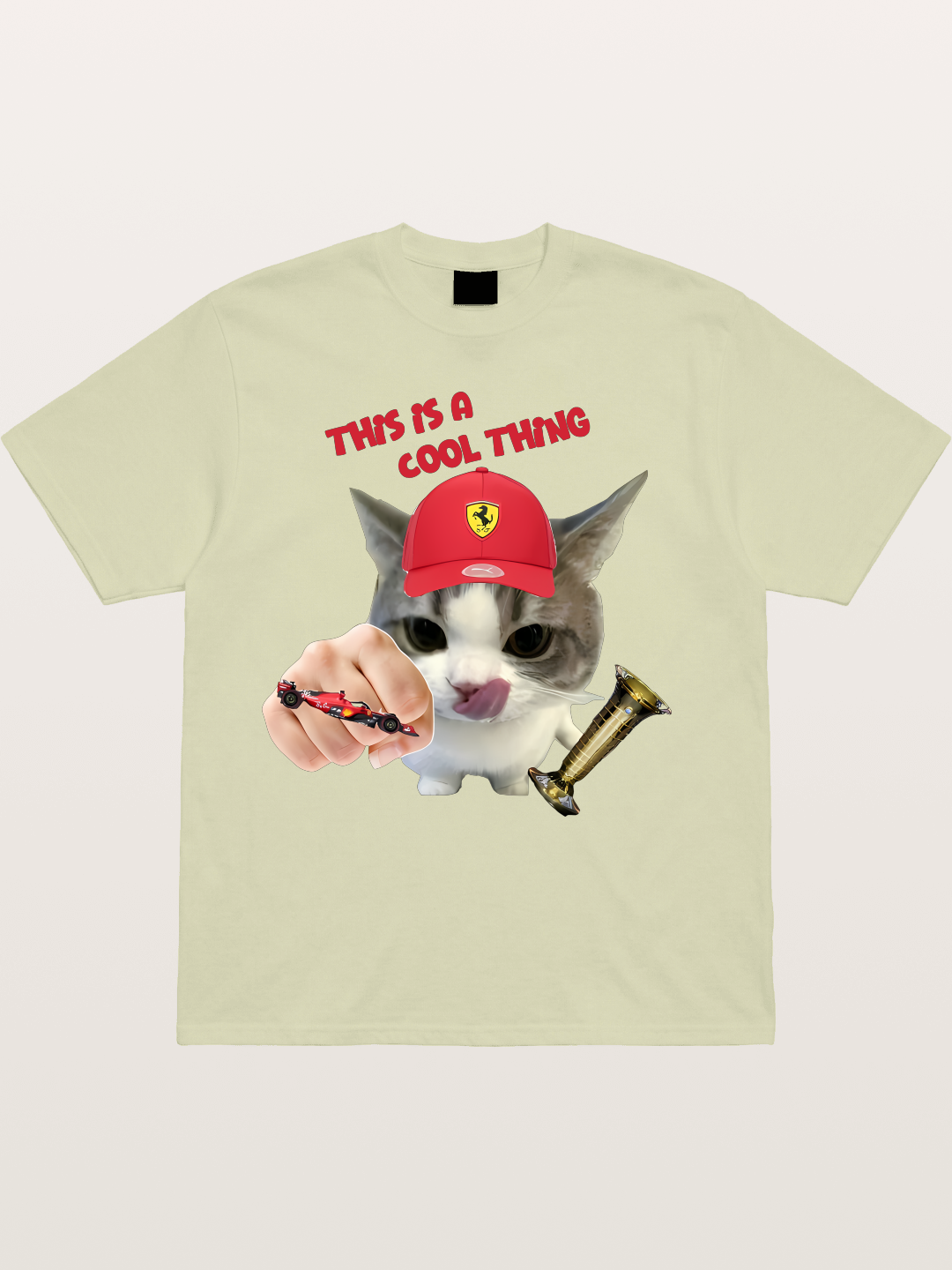 Ferrari Cat F1 Meme Cotton T-shirt