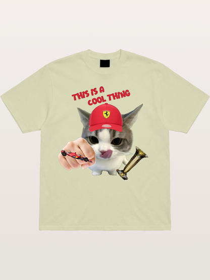 Ferrari Cat F1 Meme Cotton T-shirt