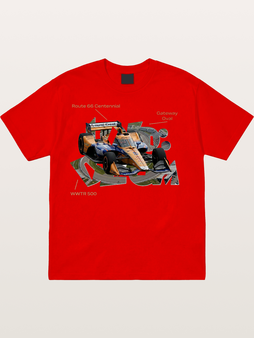 Orange IndyCar Route66 Art Cotton T-shirt