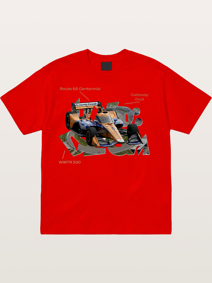 Orange IndyCar Route66 Art Cotton T-shirt